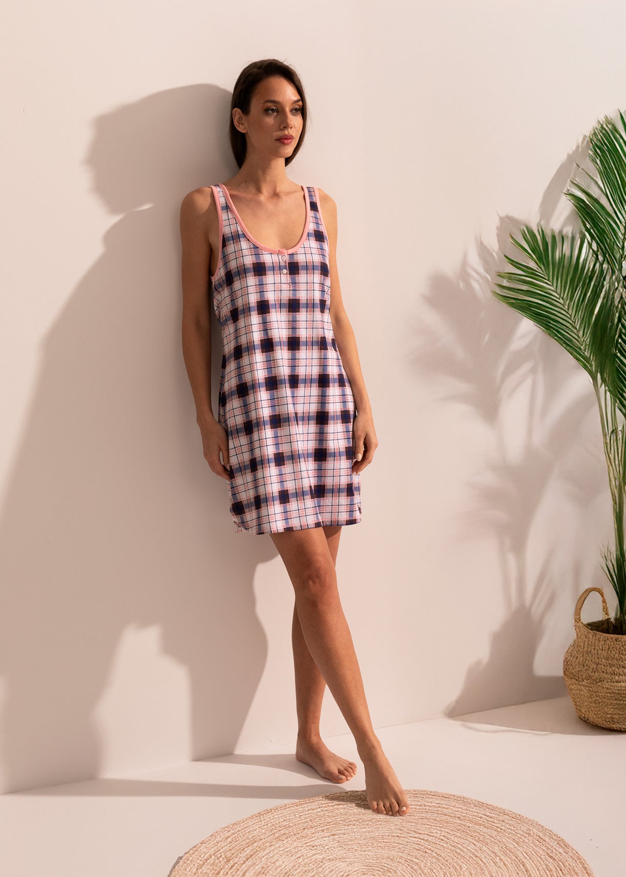 Camașă Noapte Damă Tartan TWIN