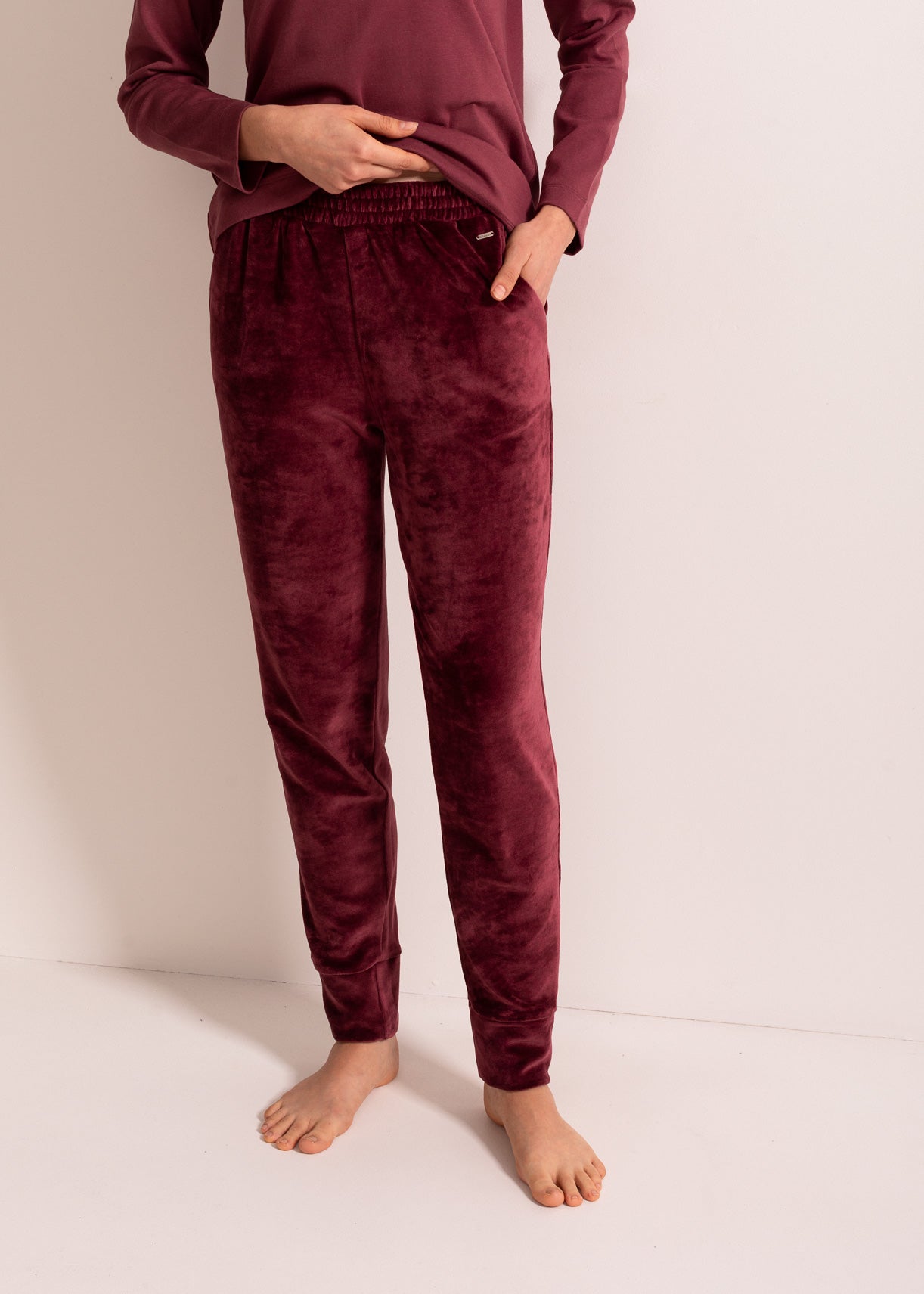 Pantaloni Damă Velvet Bordo