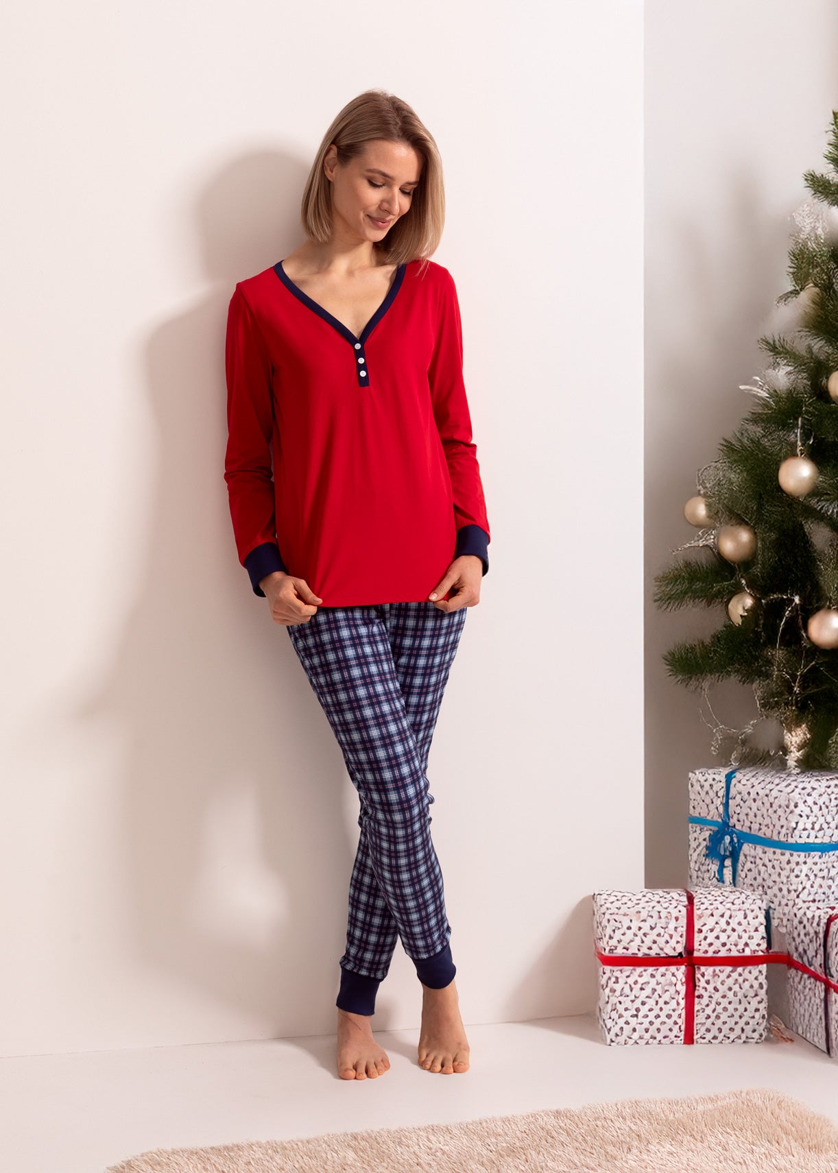 Pijama Damă Tartan Winter Bumbac