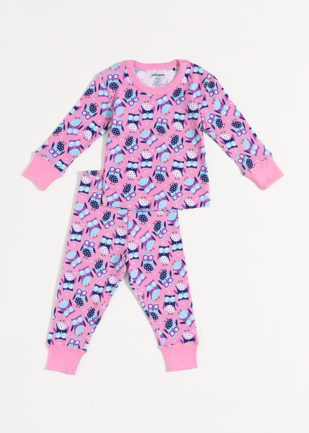 Pijama Baby Pink Owl Bumbac