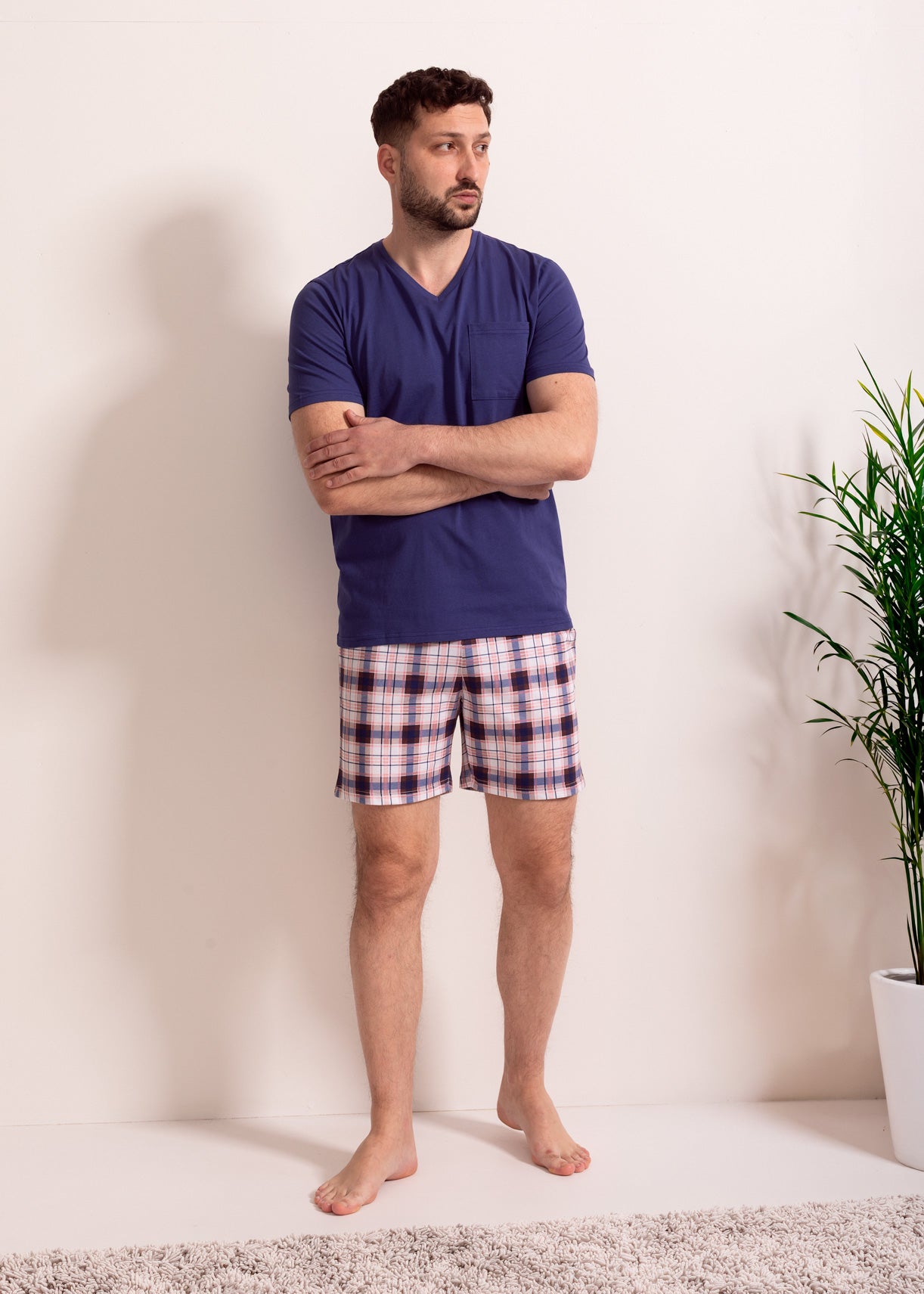 Pijama Bărbați Tartan Bumbac TWIN