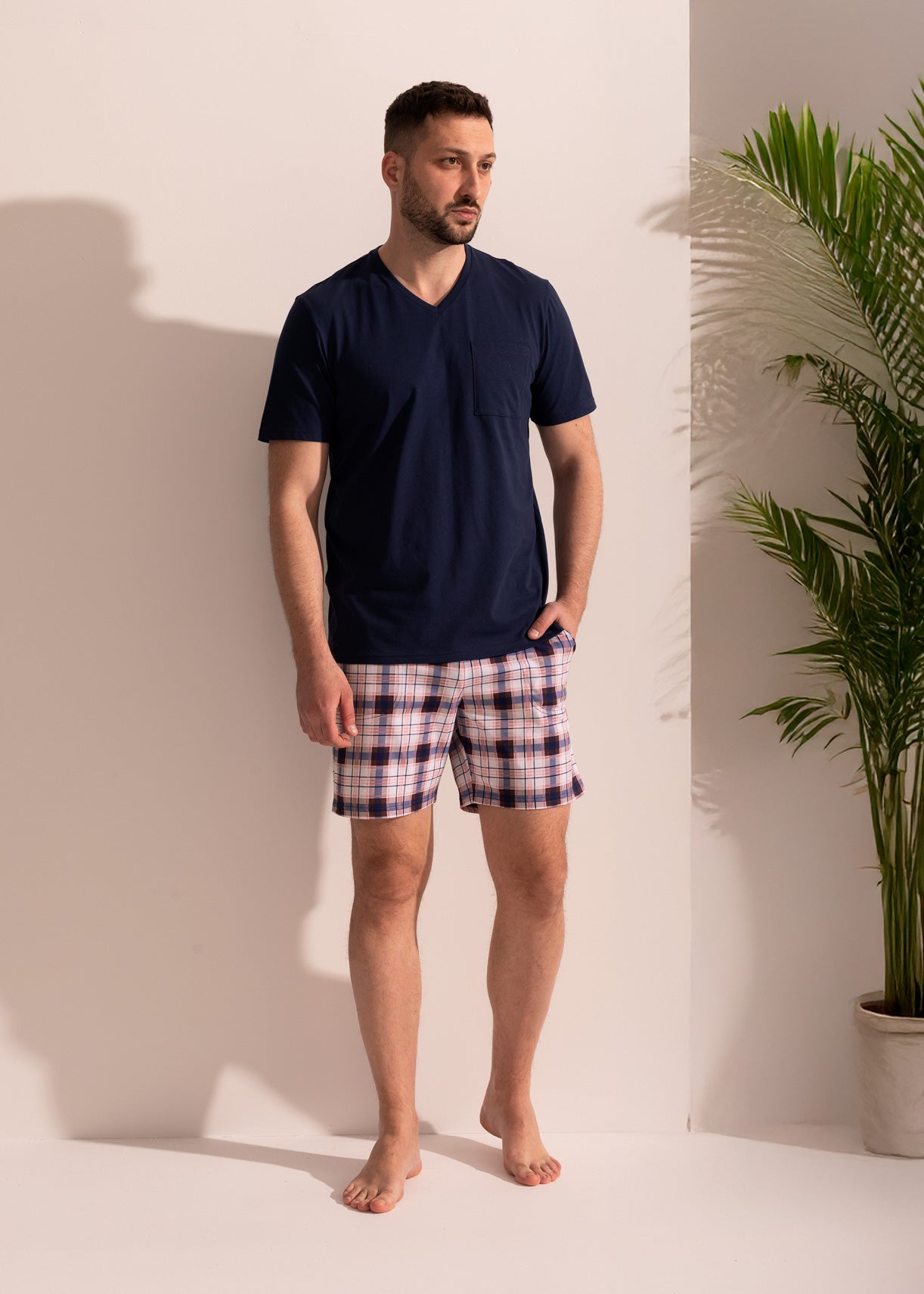 Pijama Bărbați Tartan Bumbac TWIN