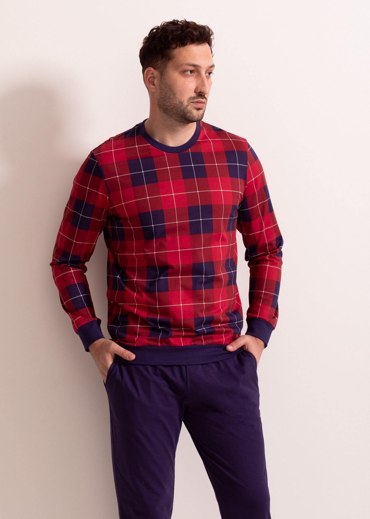 Pijama Bărbați Winter Plaid Bumbac