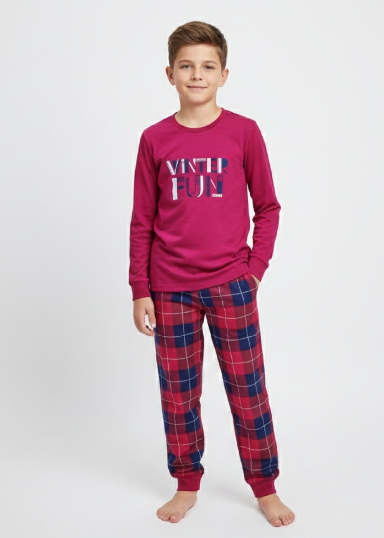 Pijama copii Winter Plaid Bumbac