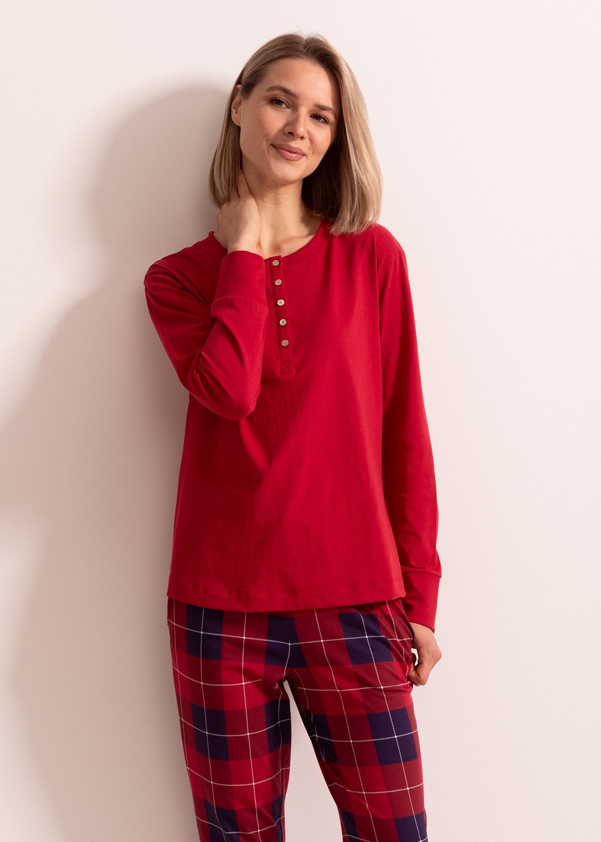 Pijama Damă Winter Plaid Bumbac