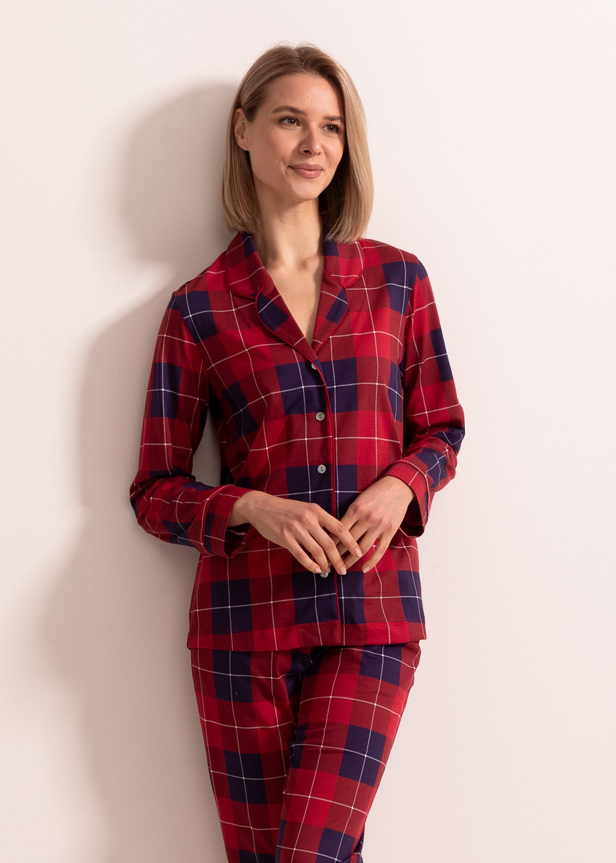 Pijama Damă Winter Plaid Bumbac