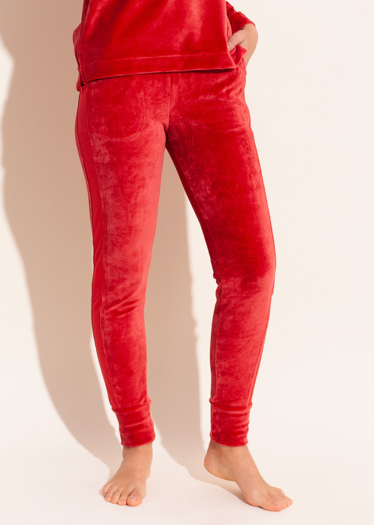 Pantaloni Damă Velvet Roșu