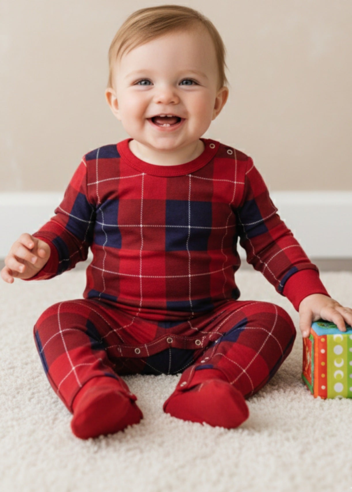 Salopetă Bebeluși Winter Plaid Bumbac