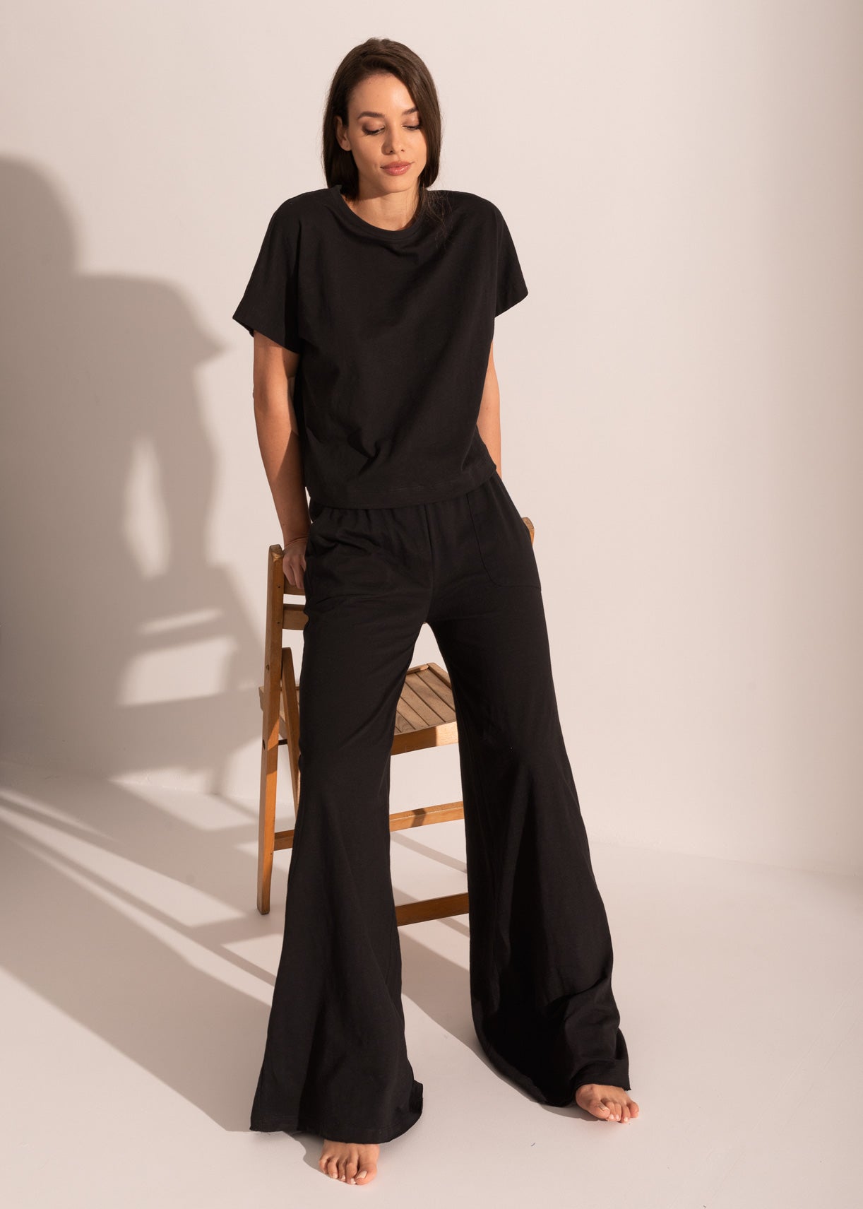 Pantaloni evazați damă Texture Bumbac