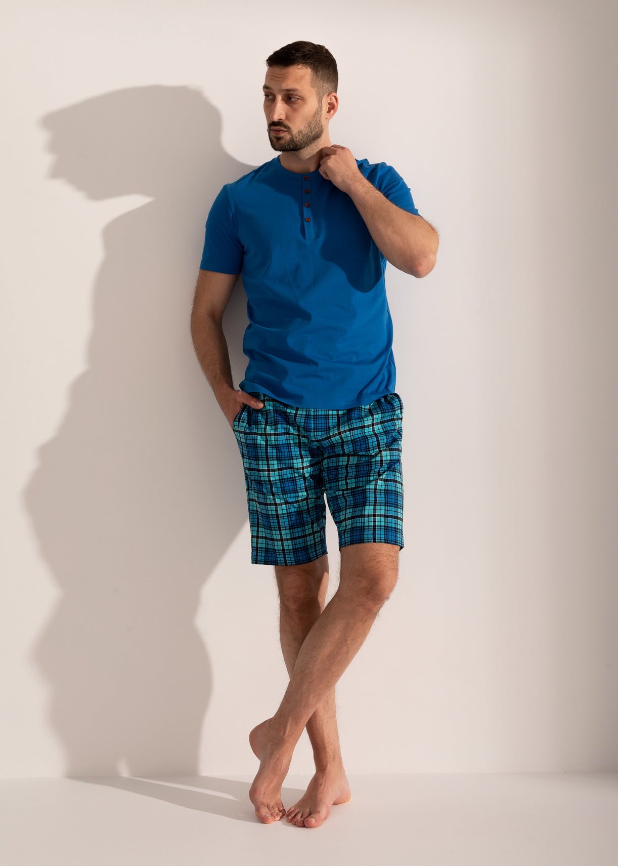 Pijama Bărbați Tartan Bumbac TWIN