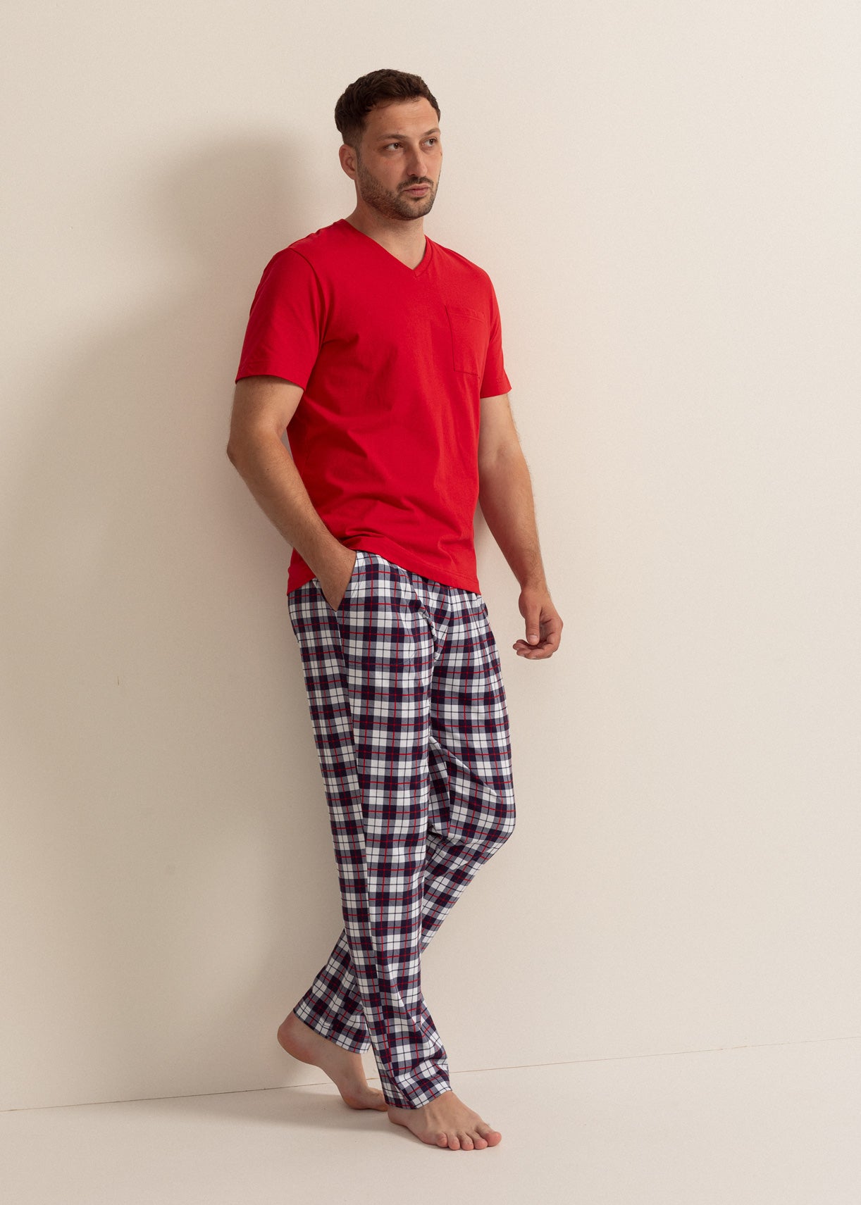 Pijama Bărbați Checks Bumbac TWIN