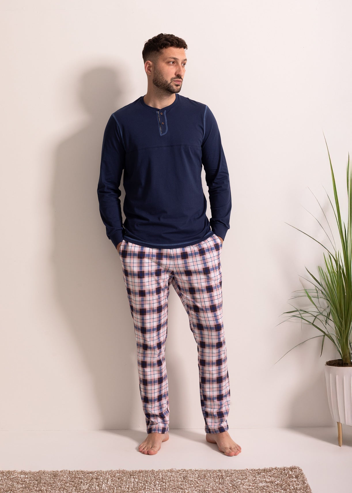 Pijama Bărbați Checks Bumbac