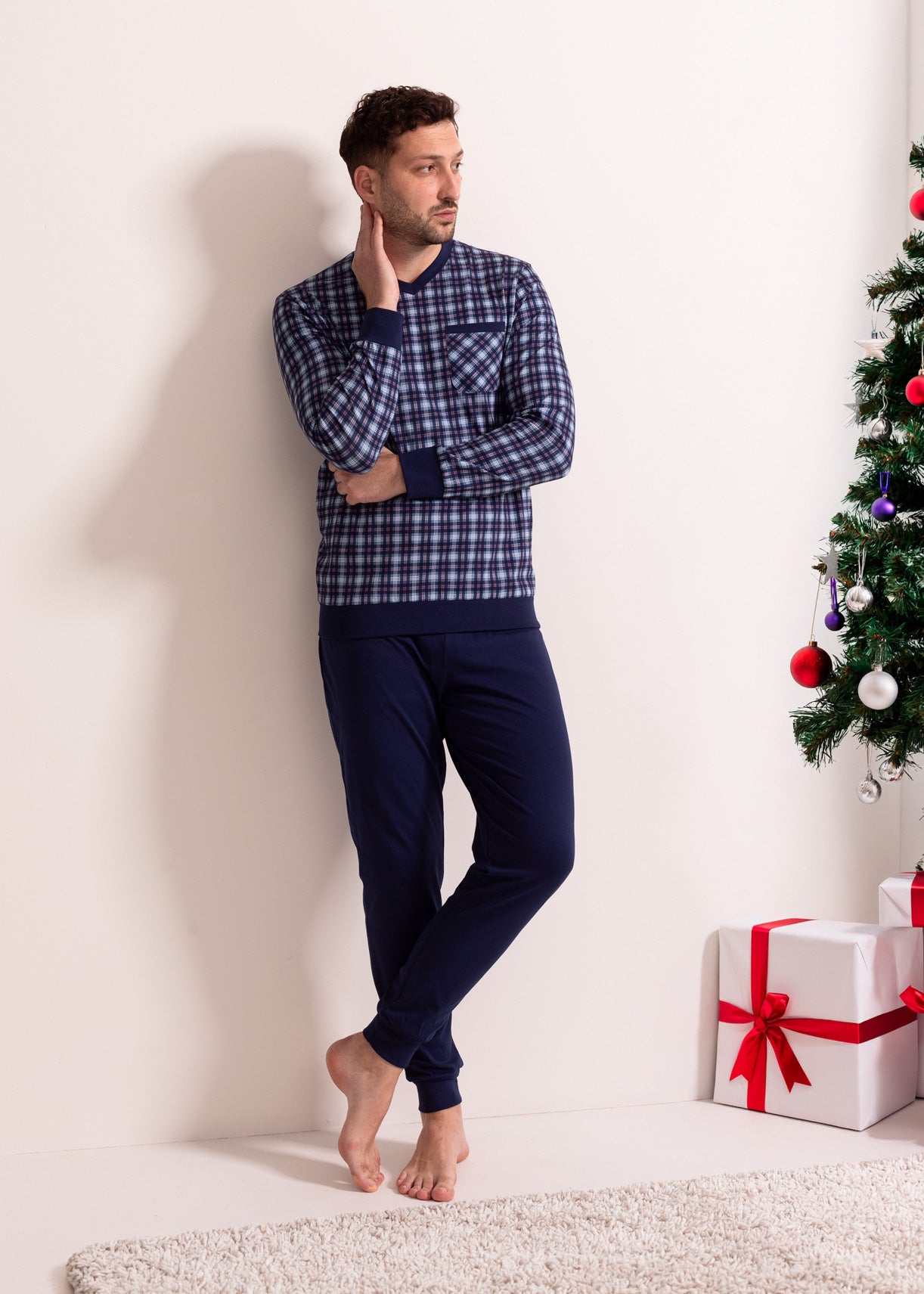 Pijama Bărbați Tartan Winter Bumbac