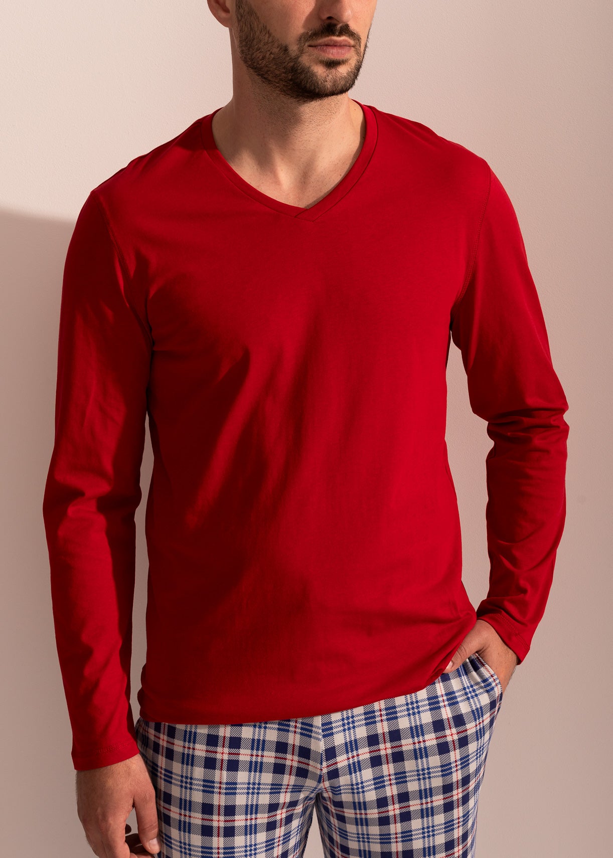 Pijama Bărbați Tartan Bumbac TWIN Slim