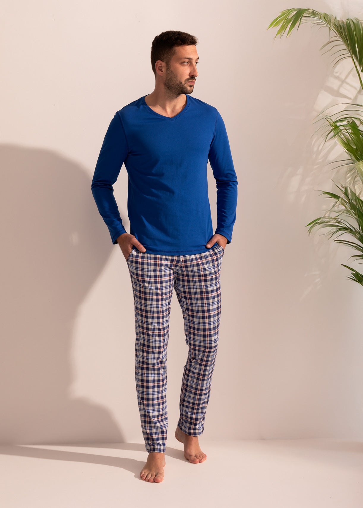 Pijama Bărbați Tartan Bumbac TWIN Slim