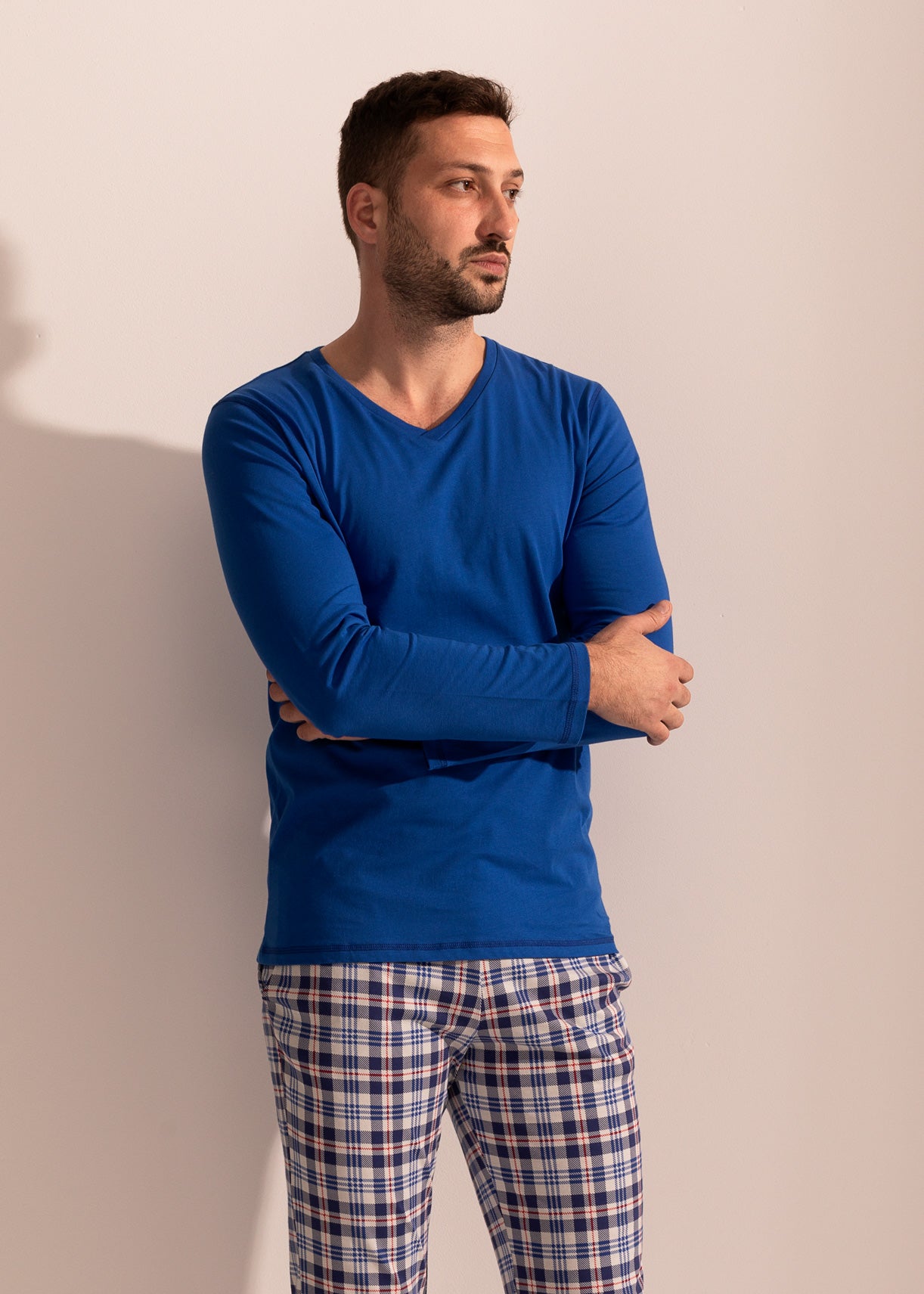 Pijama Bărbați Tartan Bumbac TWIN Slim