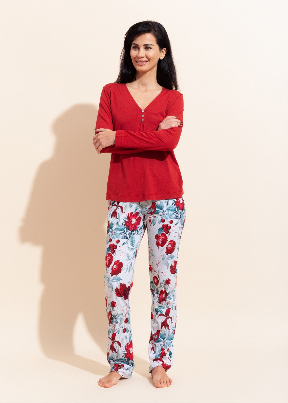 Pijama Damă Bambus Marion Cherry Roșu