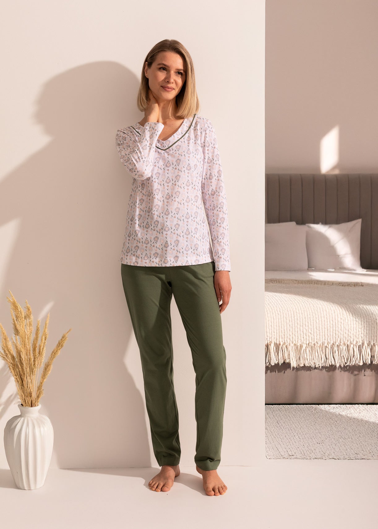 Pijama Damă Graphic Flower Bumbac