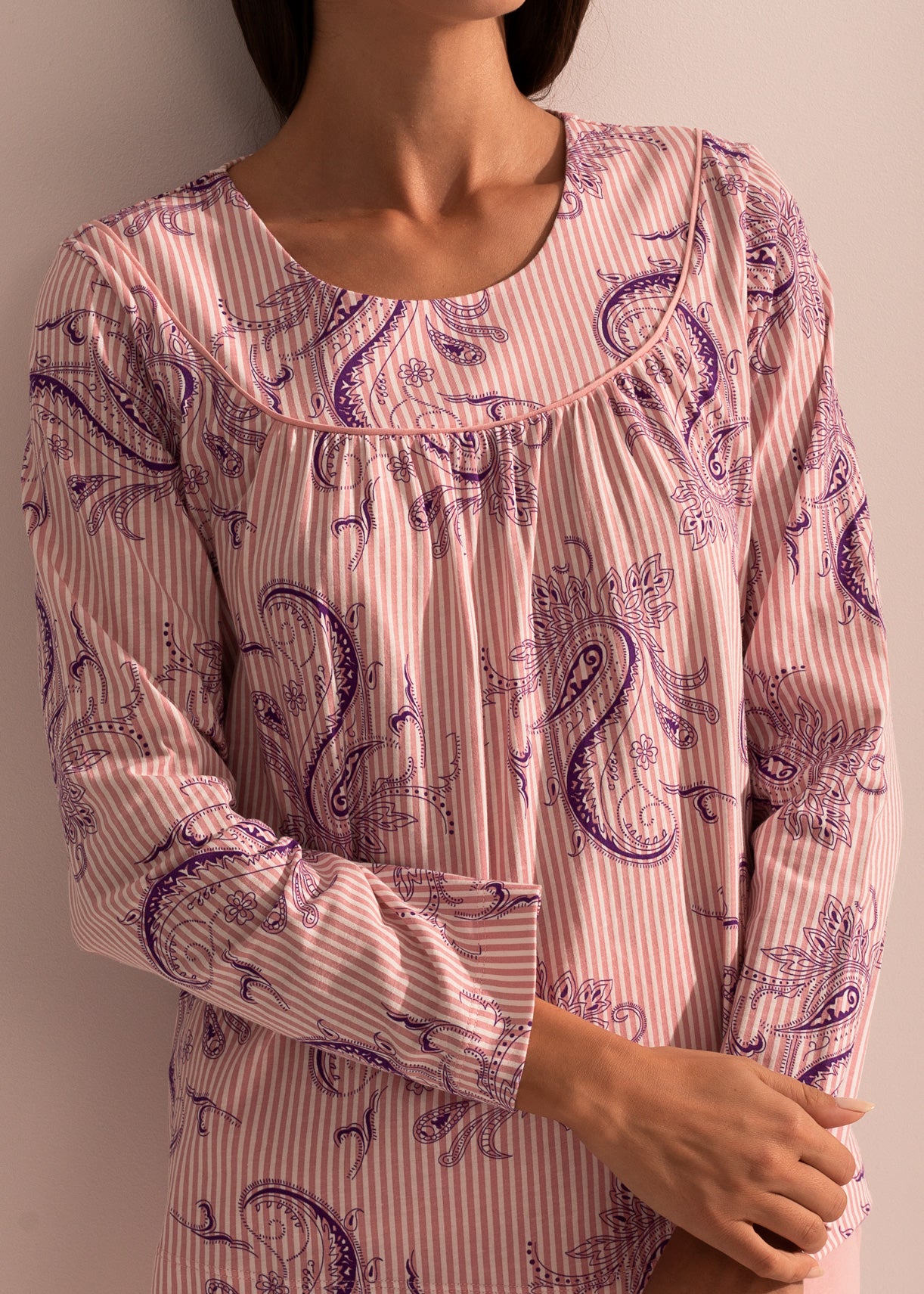 Pijama Damă Pink Stripes Bumbac