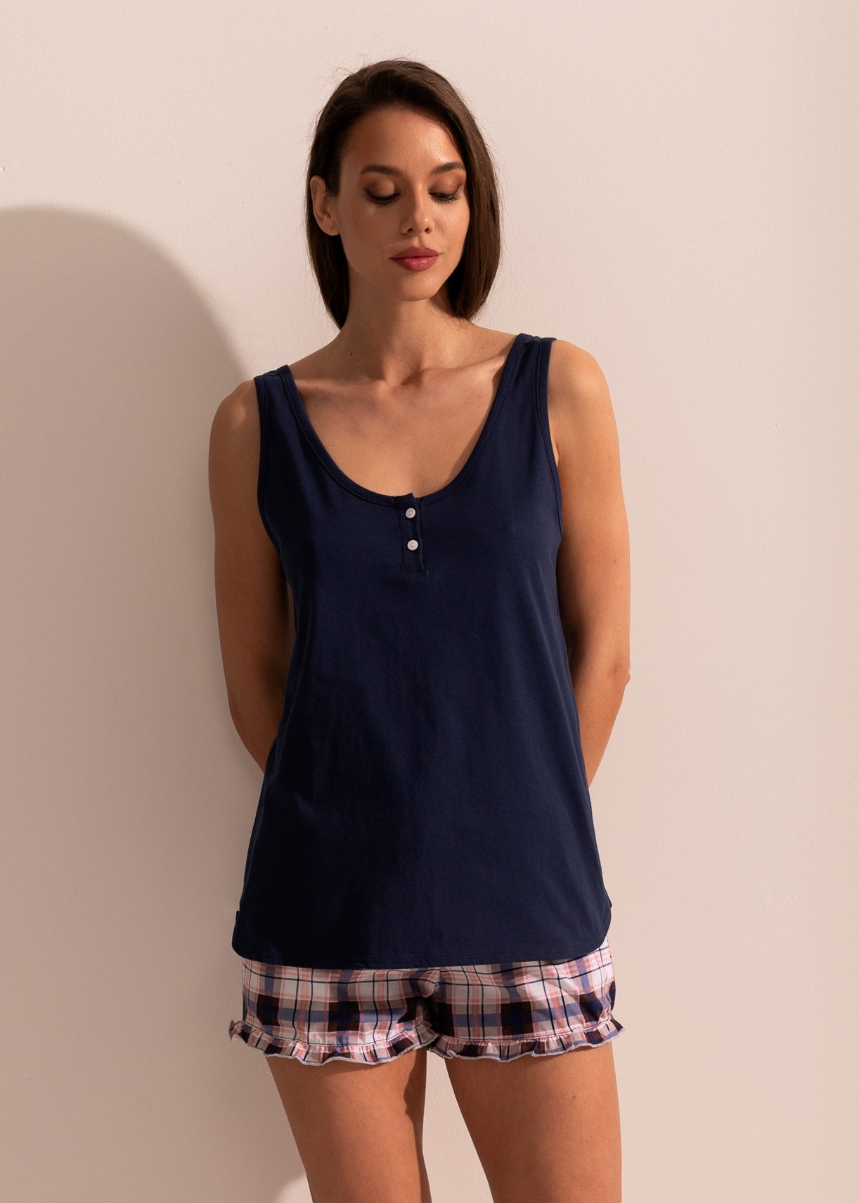 Pijama Damă Tartan Bumbac TWIN