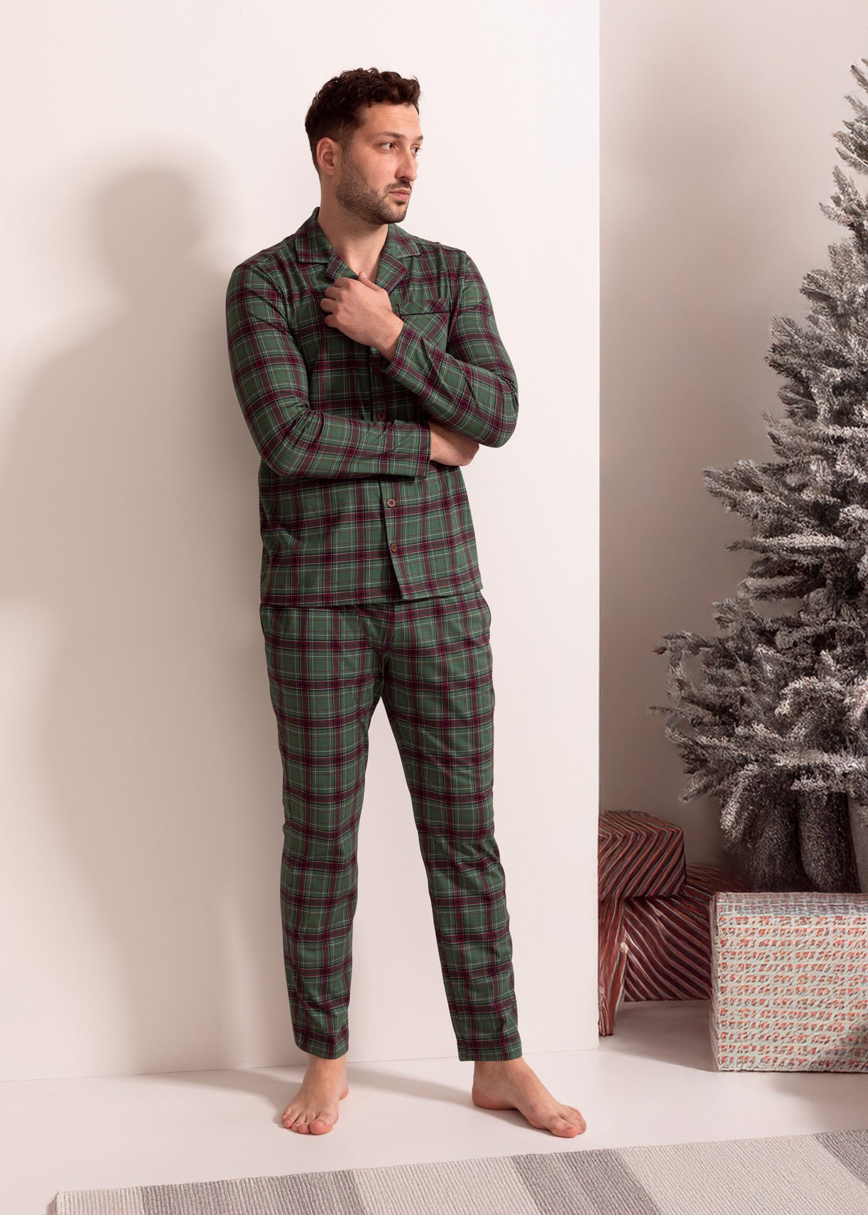 Pijama Bărbați Tartan Winter Bumbac