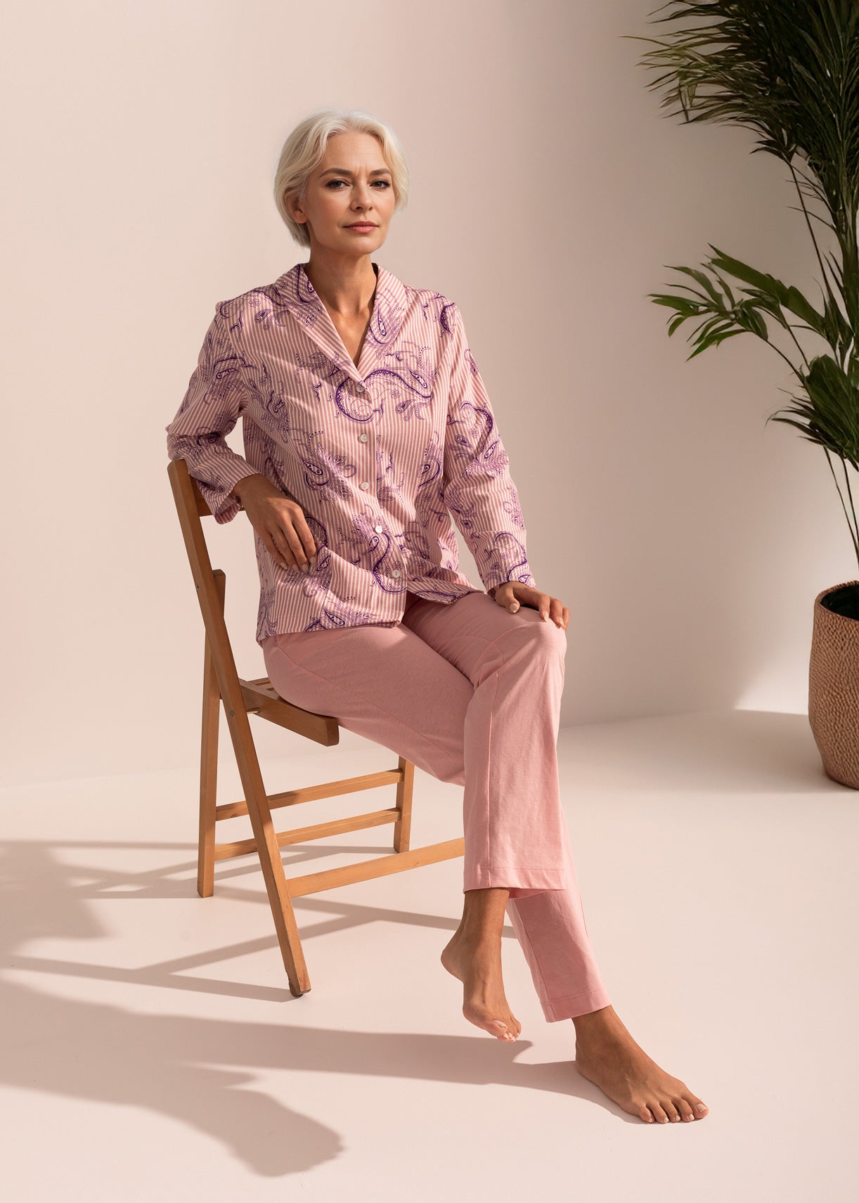 Pijama Damă Pink Stripes Bumbac