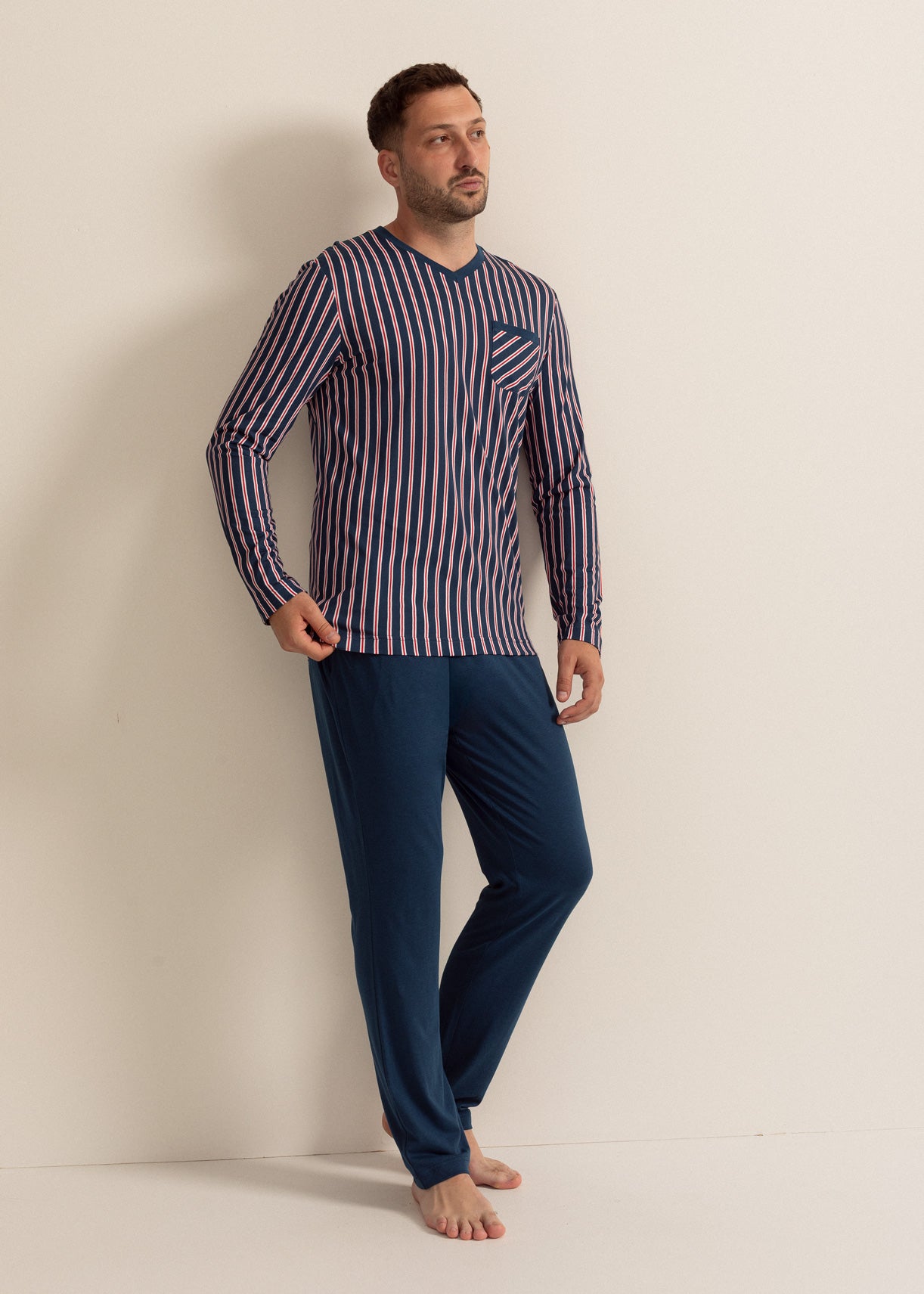 Pijama Bărbați Derek Stripe Bambus