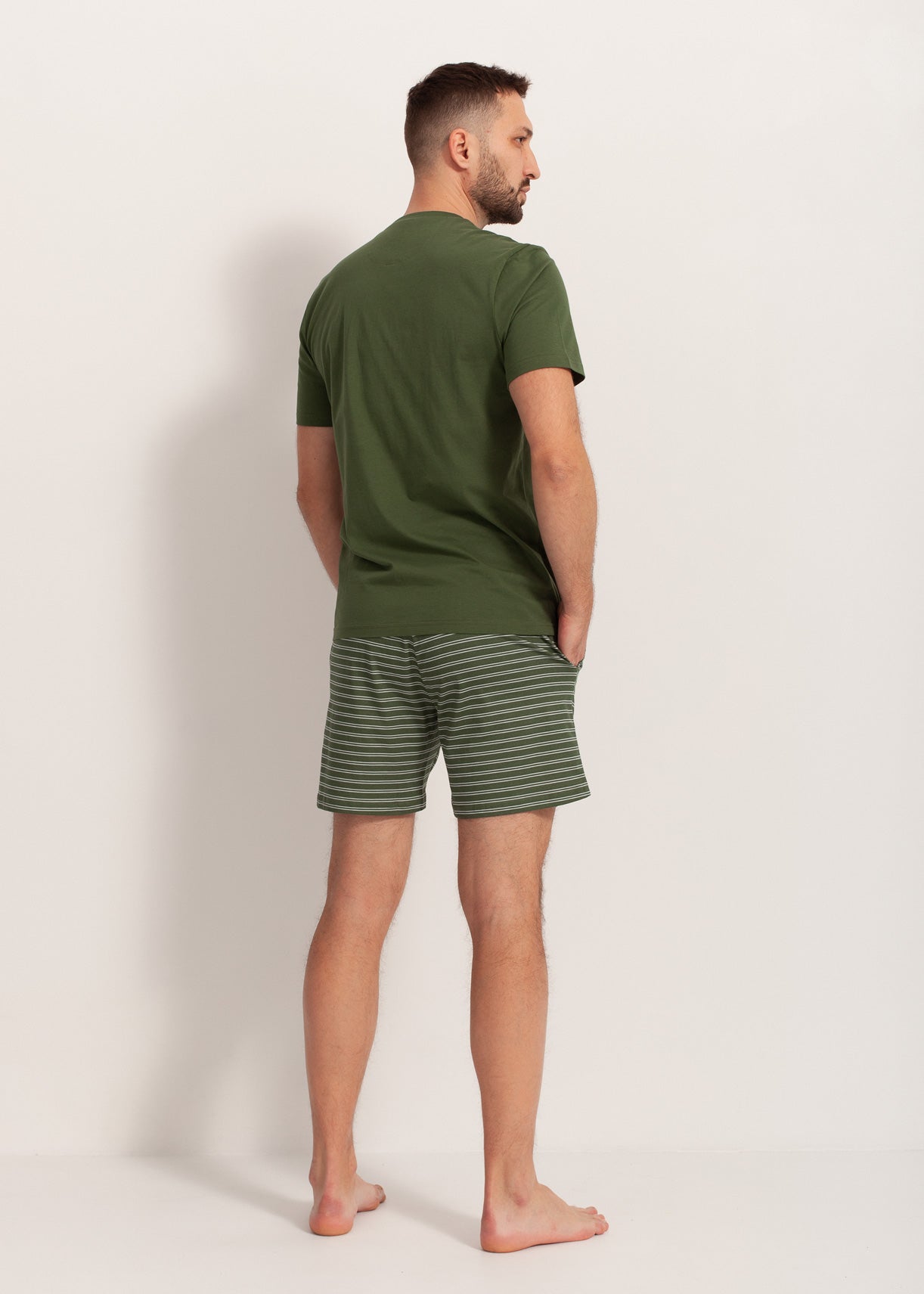Pijama Bărbați Green Stripes Bumbac