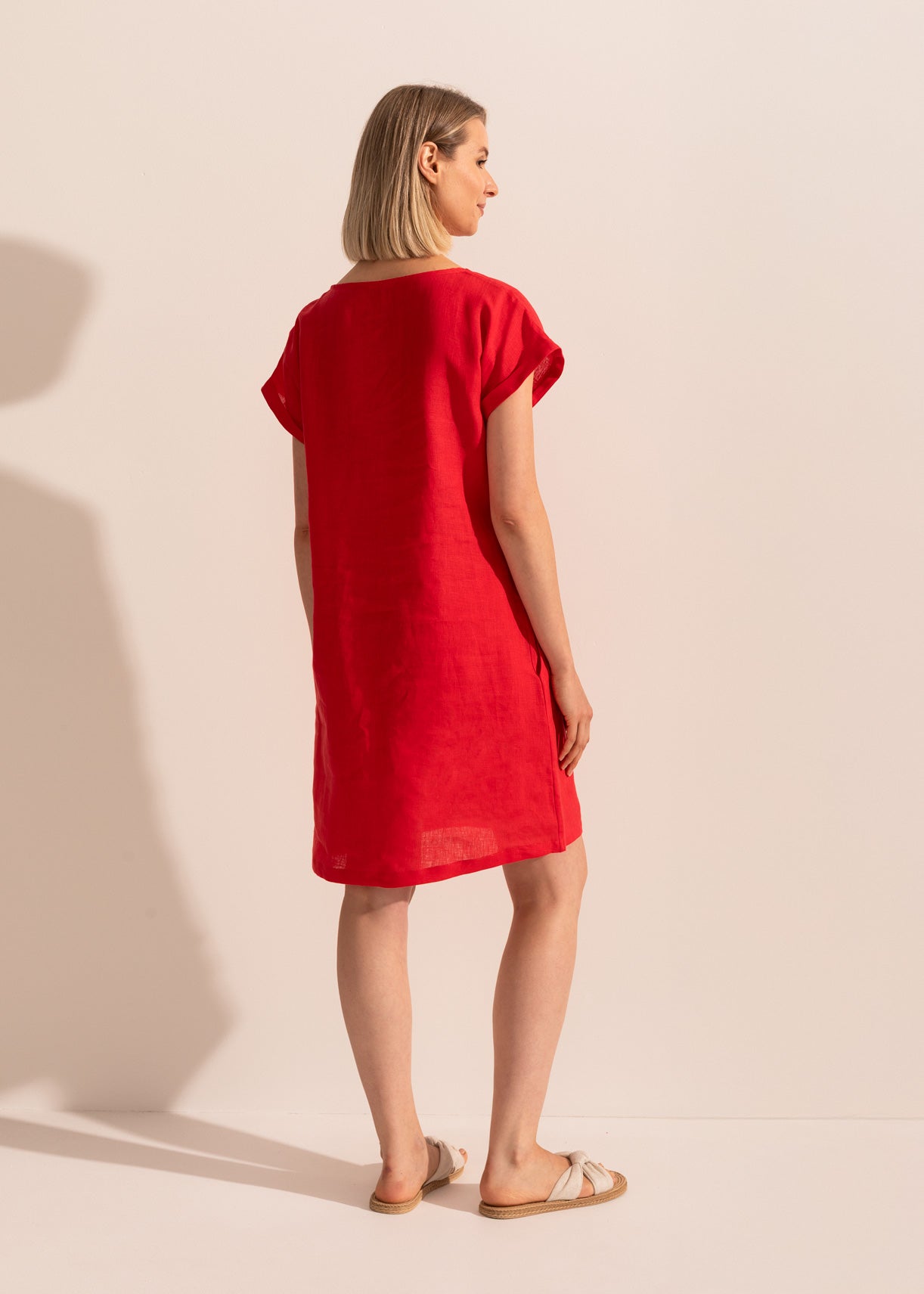 Women's Pure Linen coral dress | Sofiaman Women's Pure Linen coral dress | Sofiaman