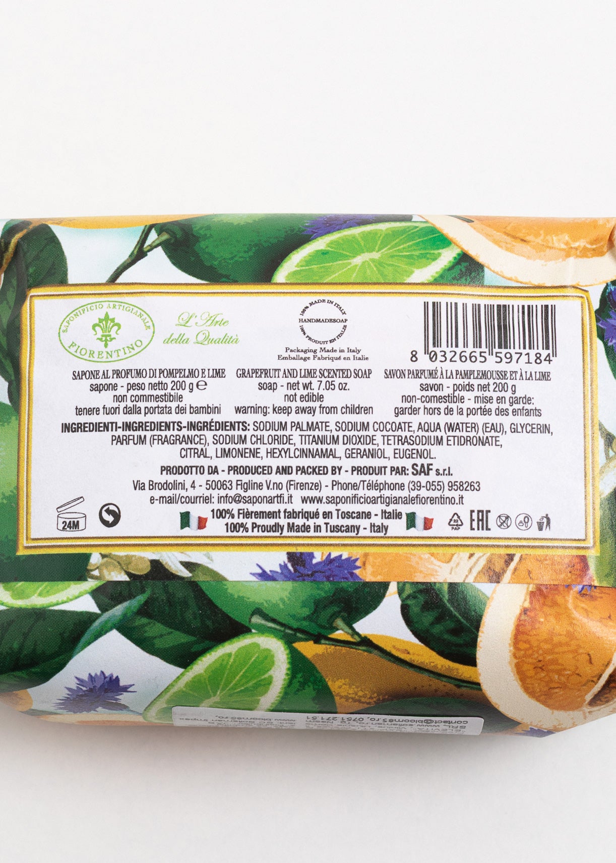 Săpun Natural Fiorentino Grapefruit și Lime-Handmade