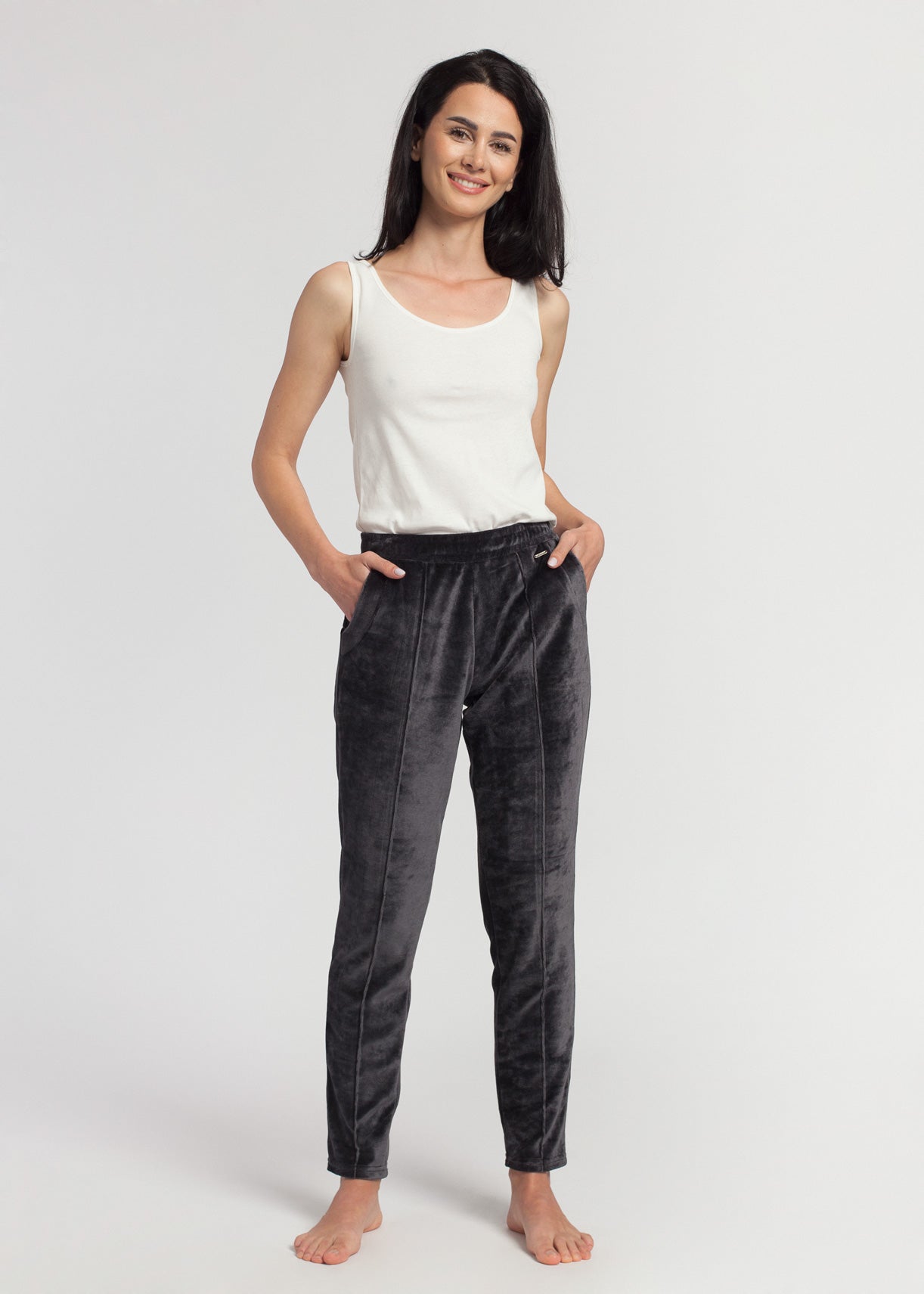 Pantaloni Damă Velvet Negru