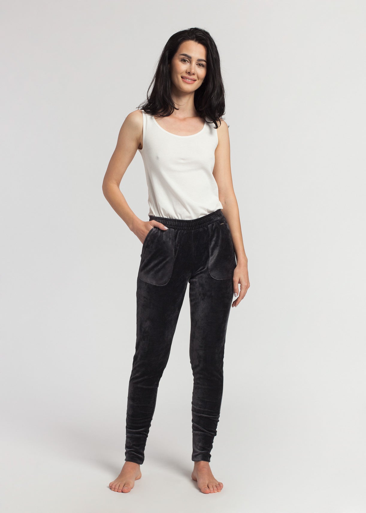 Pantaloni Damă Velvet Negru